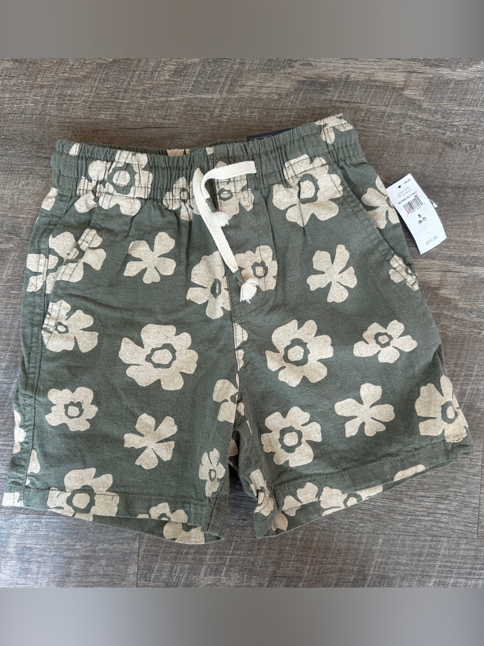 NWT GAP Olive Floral Drawstring Linen-Blend Women’s Athletic Shorts